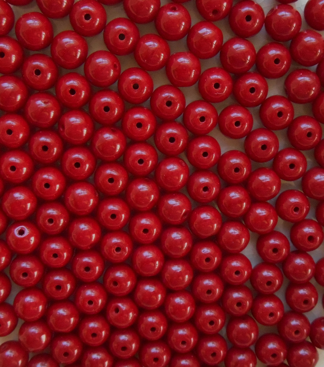 Fifty 6mm Czech Opaque Blood Red smooth round druk beads, deep red glass beads C3601
