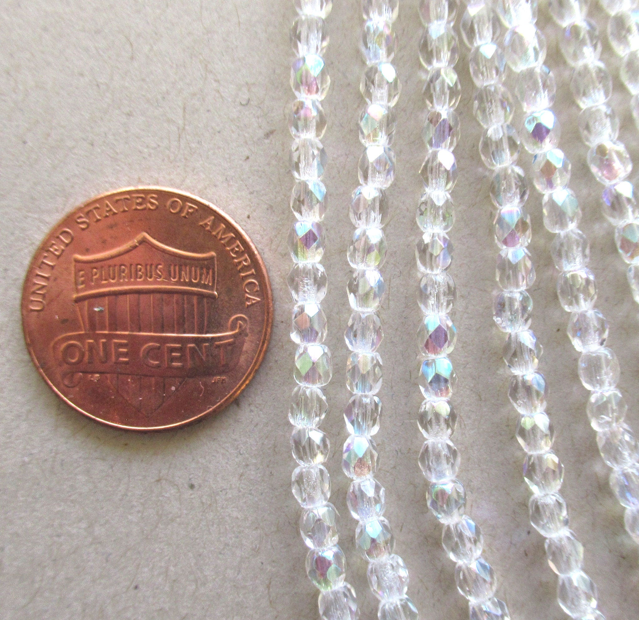 50 3mm Czech glass beads - crystal ab fire polished faceted round beads - C0084