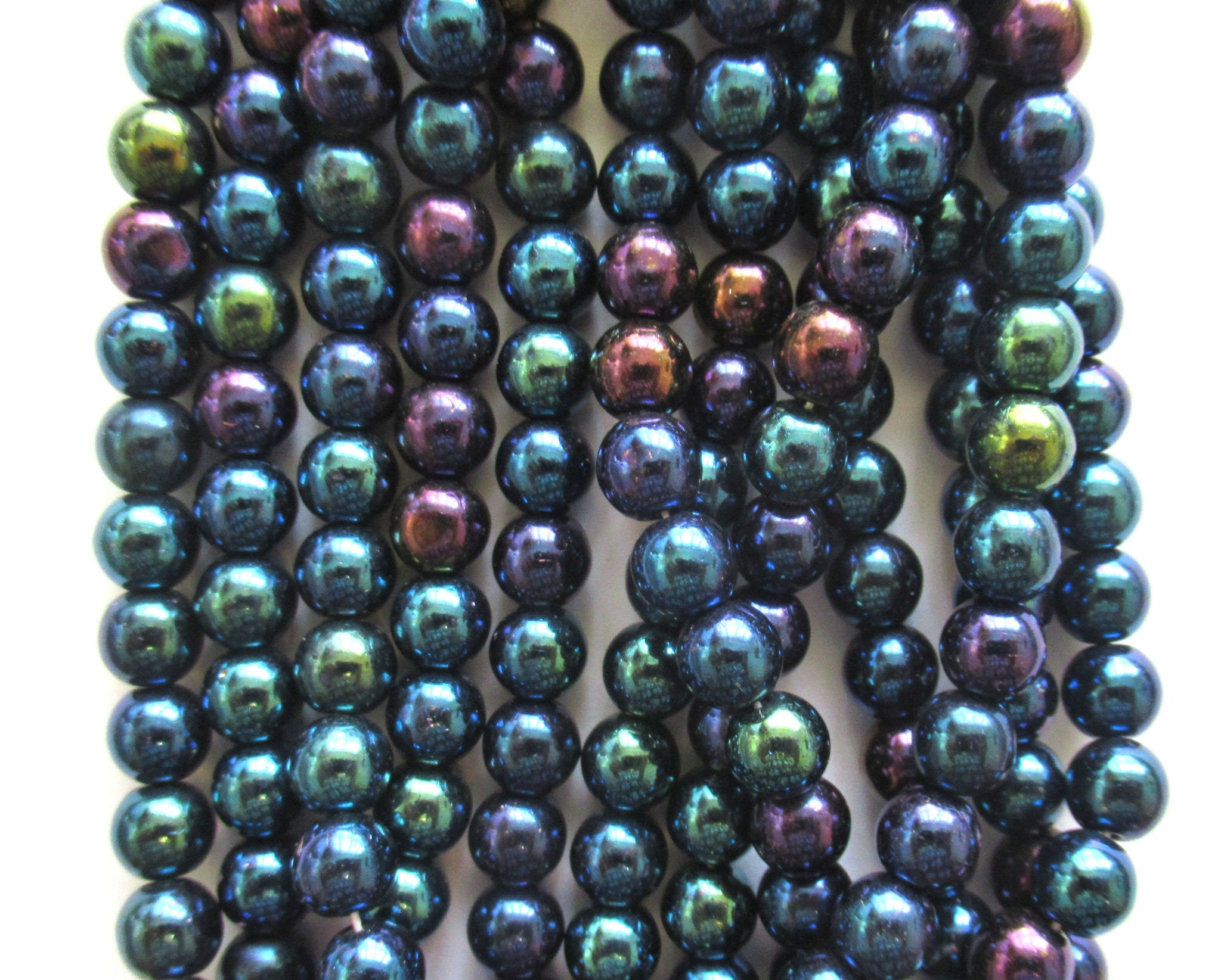 50 6mm Czech glass druks - blue iris smooth round druk beads - C0054