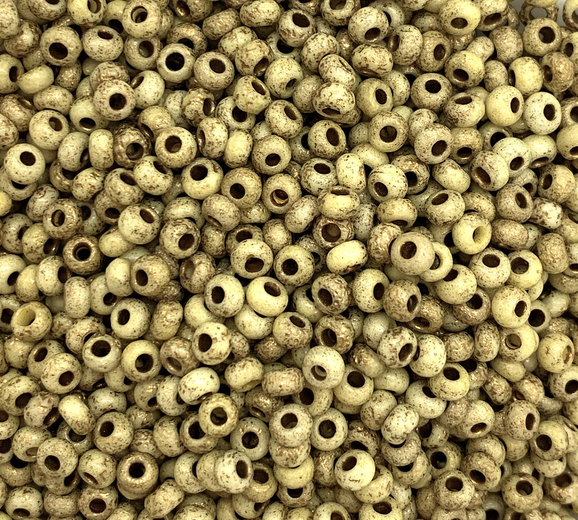 24 grams Czech glass seed beads - 6/0 etched yellow with gold accents Preciosa Rocaille seed beads - C0691