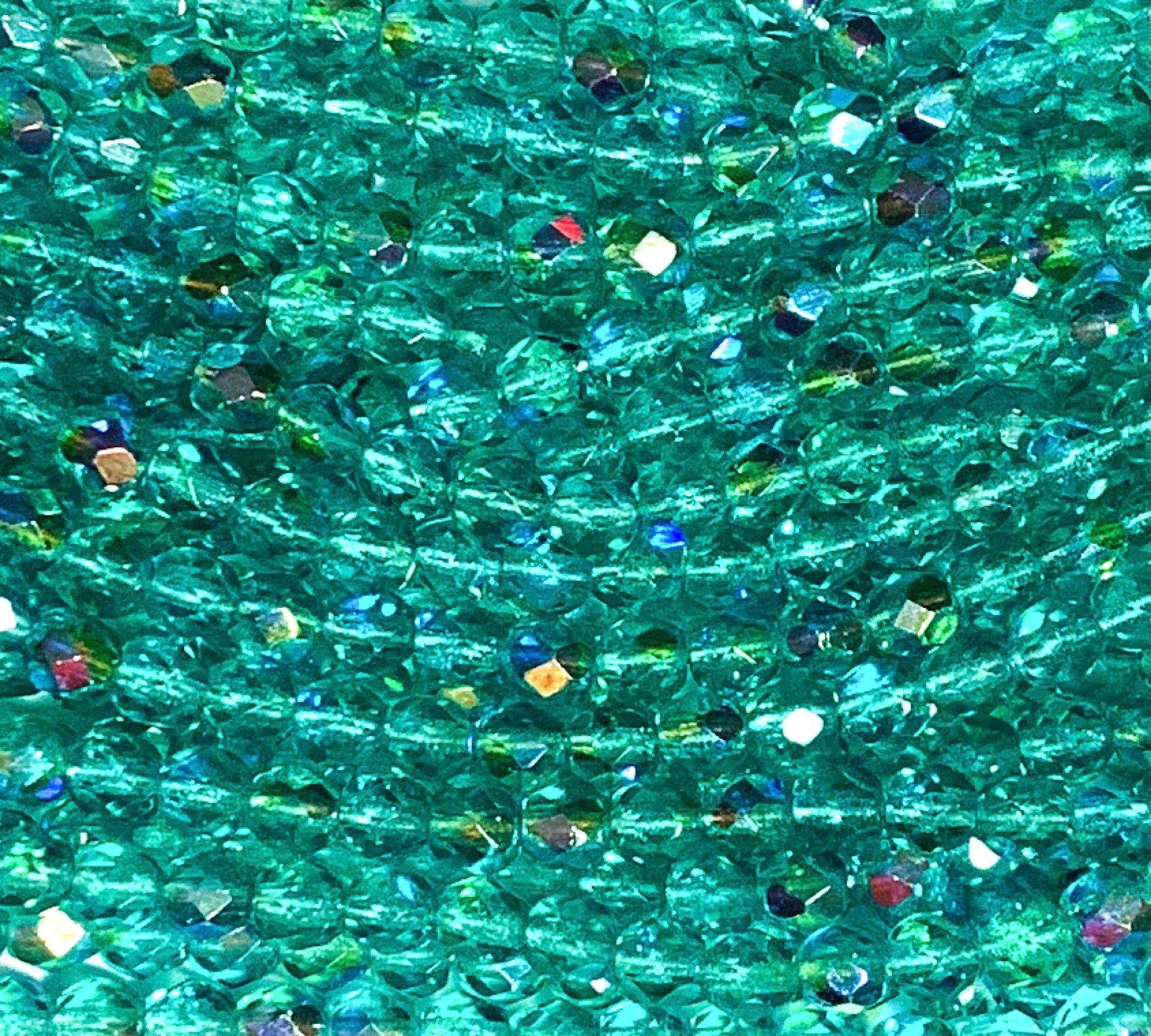 50 4mm light teal blue green AB Czech glass beads, round, faceted fire polished beads C0055