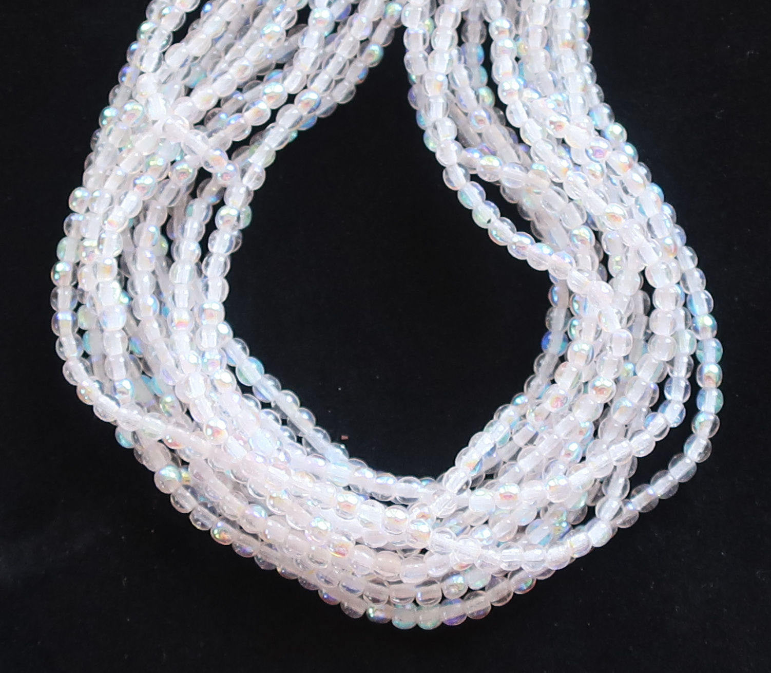 Lot of 100 3mm Rosaline light Pink AB glass Czech glass druks; pressed glass, smooth, round druk beads C6401 - Glorious Glass Beads