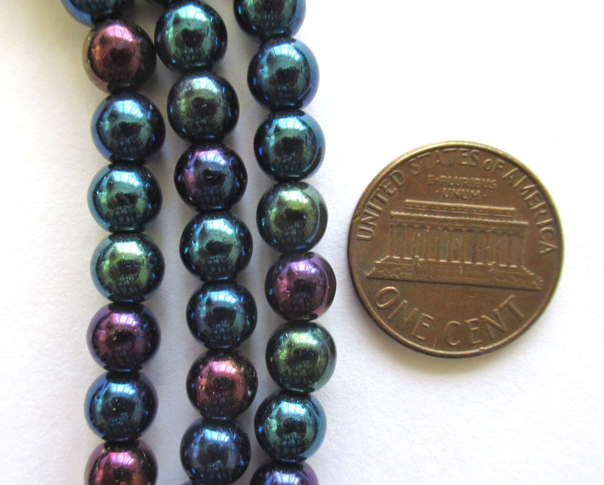 50 6mm Czech glass druks - blue iris smooth round druk beads - C0054