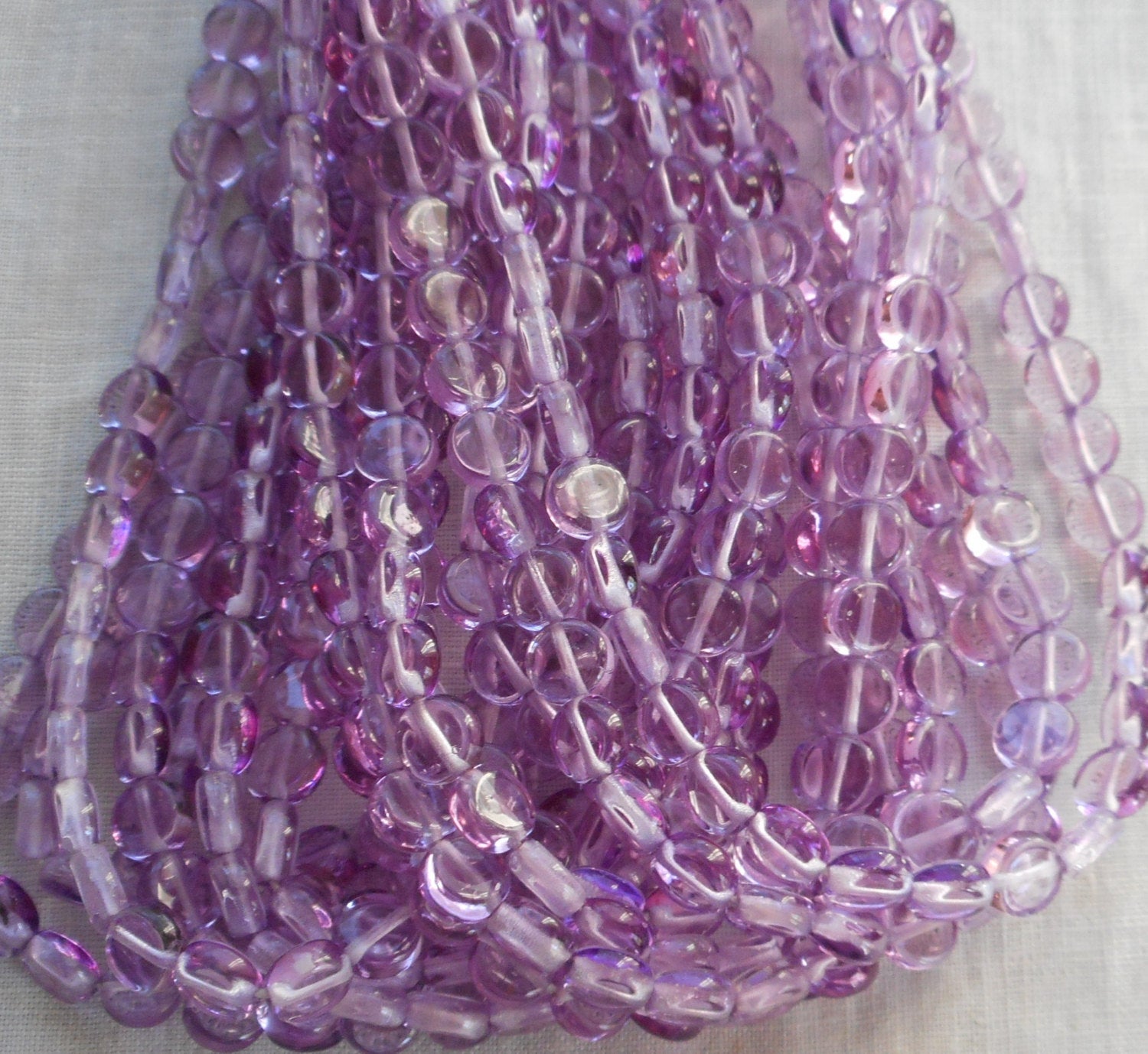 50 6mm Czech glass flat round light Tanzanite, Lavender or Purple beads, little coin or disc beads C6850
