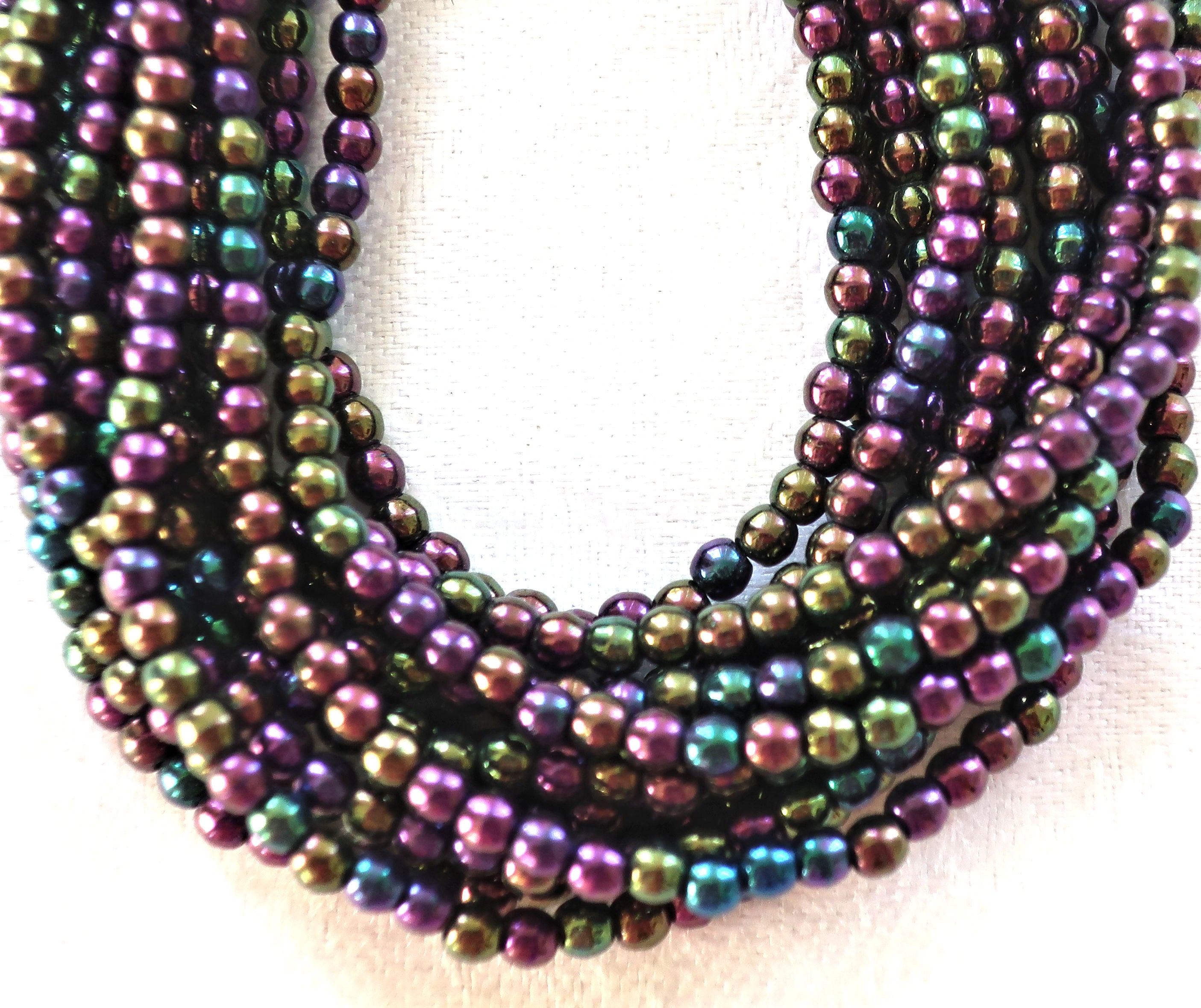 Lot of 100 3mm purple iris Czech glass druks, smooth round druk beads C2401 - Glorious Glass Beads