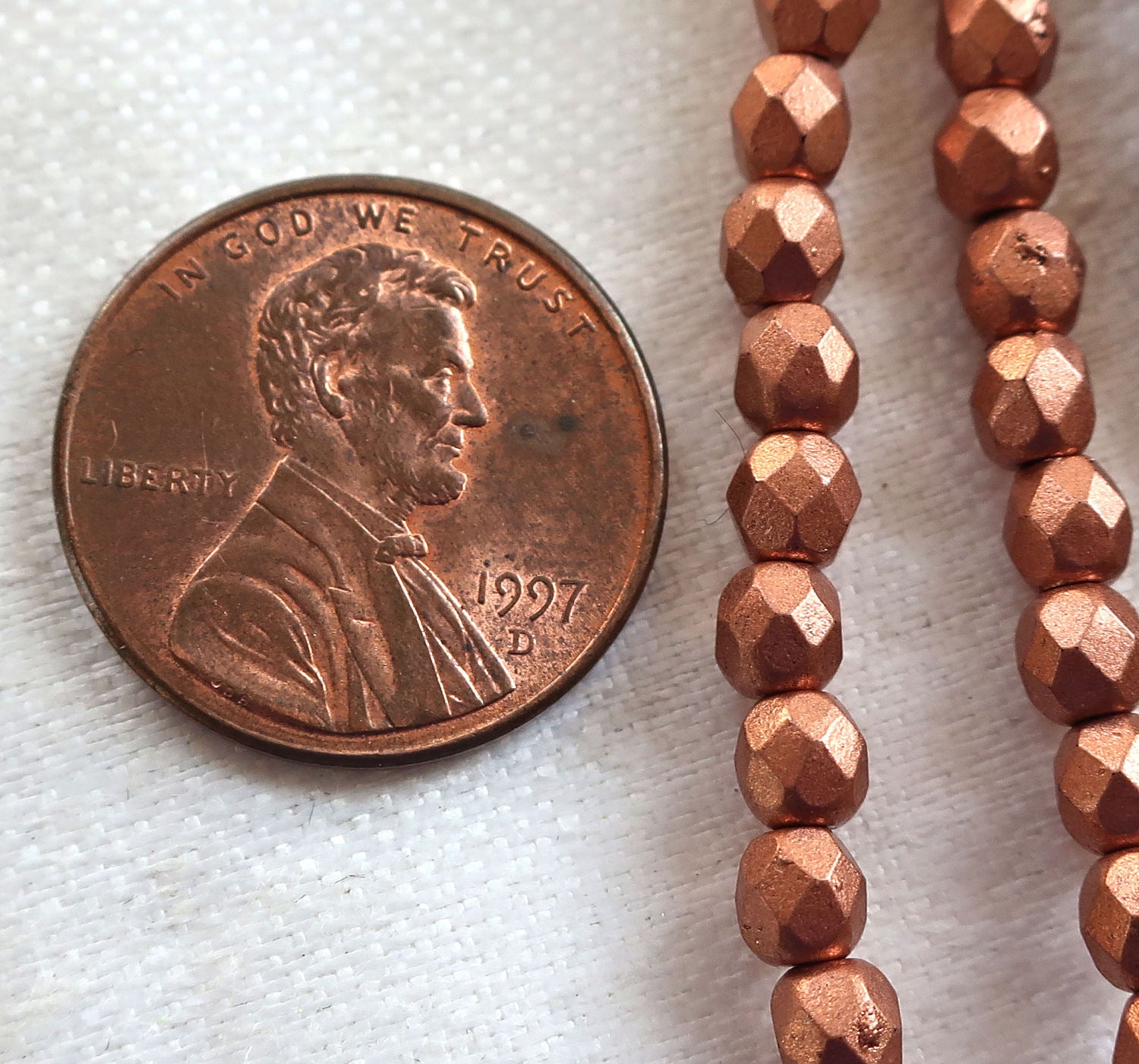 50 4mm Matte Metallic Copper Czech glass beads, fire polished, faceted round beads C8650