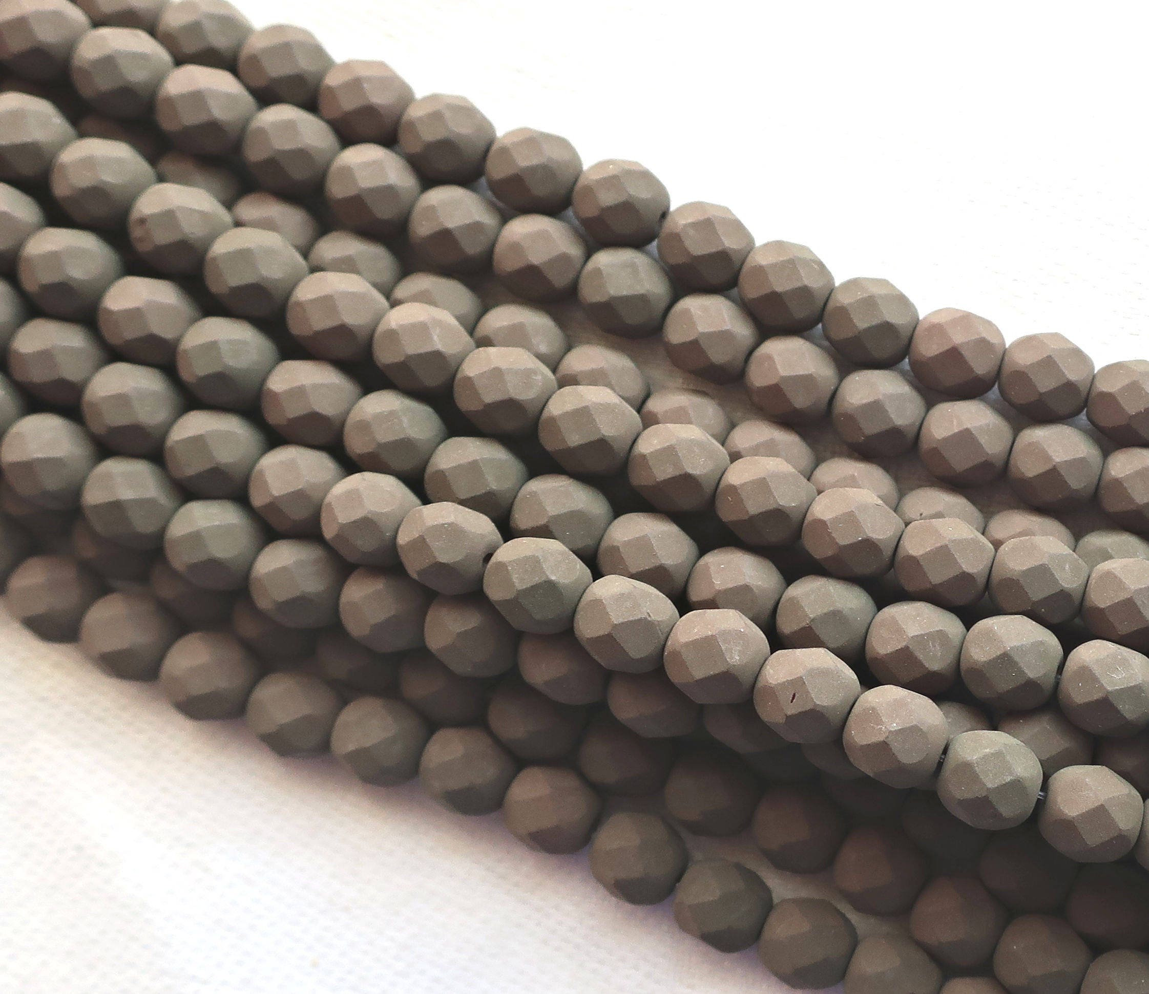 Lot of 25 6mm Czech glass beads, Saturated Brown fire polished faceted round beads with a matte finish C2725