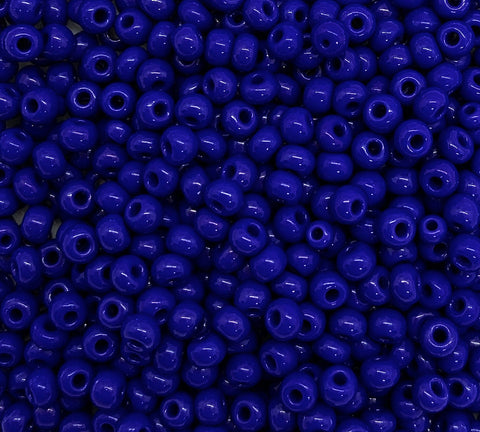 24 grams Czech glass seed beads - 6/0 opaque royal blue Preciosa Rocaille seed beads - C0691