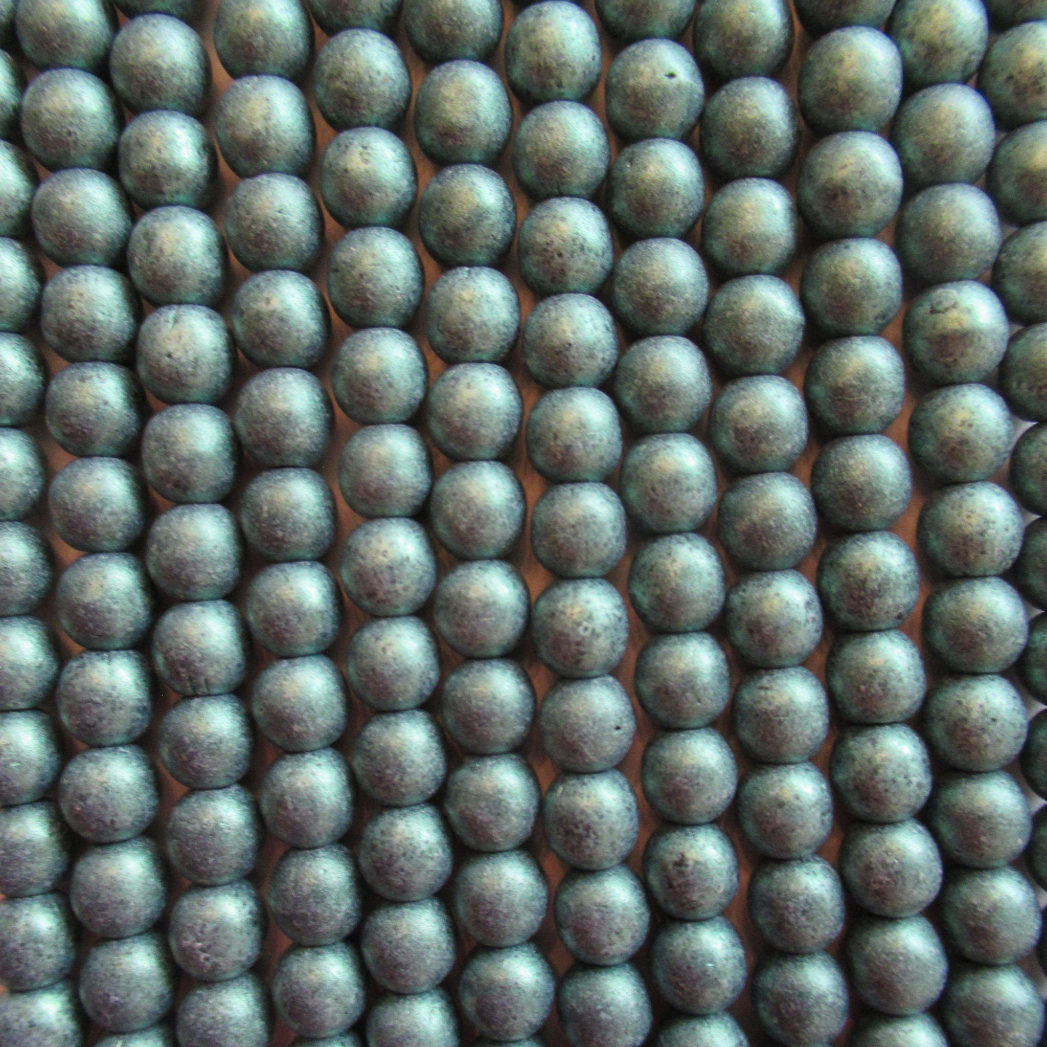 Lot of 50 6mm Czech glass druk beads - opaque metallic suede light green matte smooth round druks - C0016