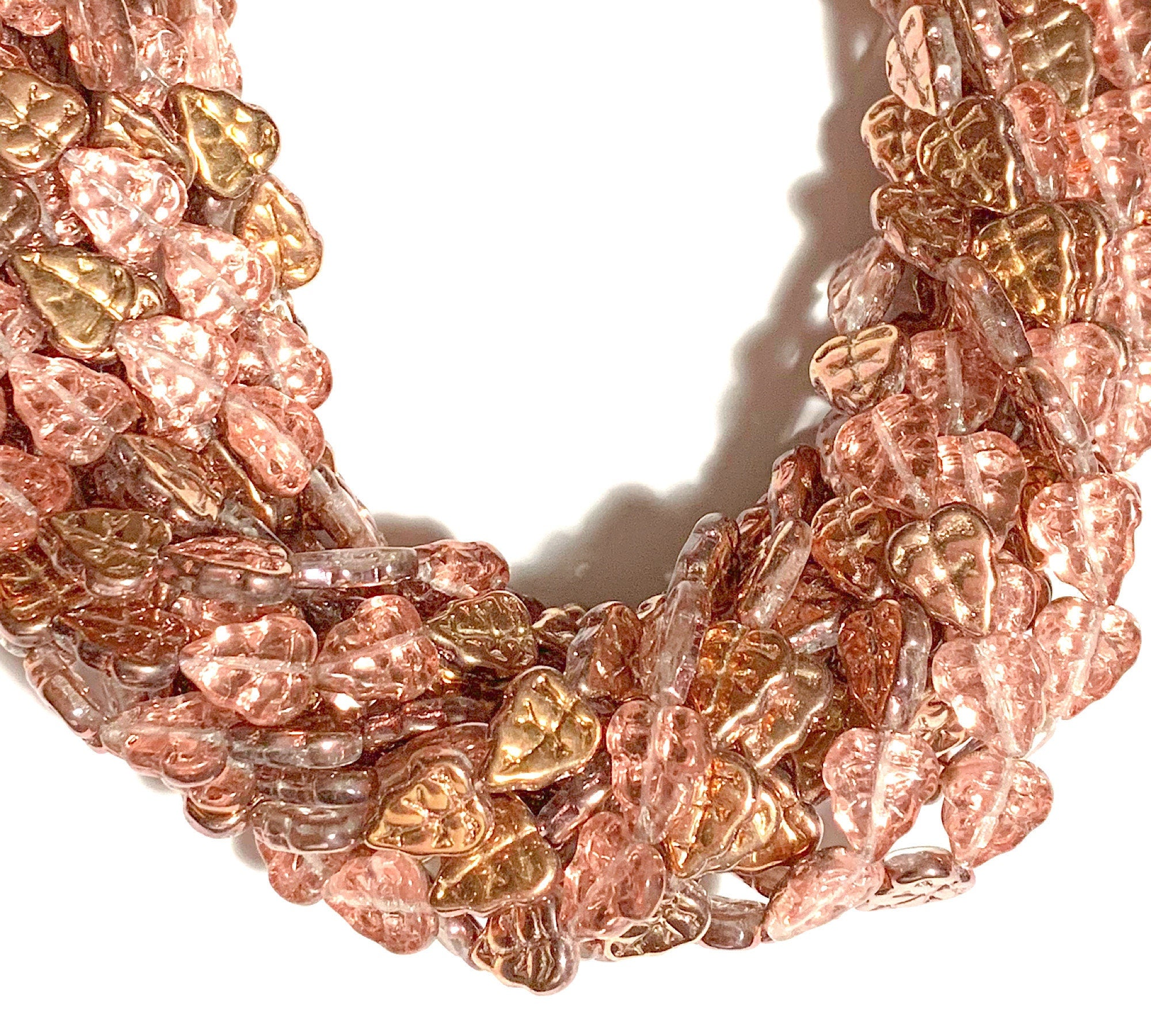 25 Czech glass leaf beads, Apollo gold, center drilled 10 x 8mm beads C0076