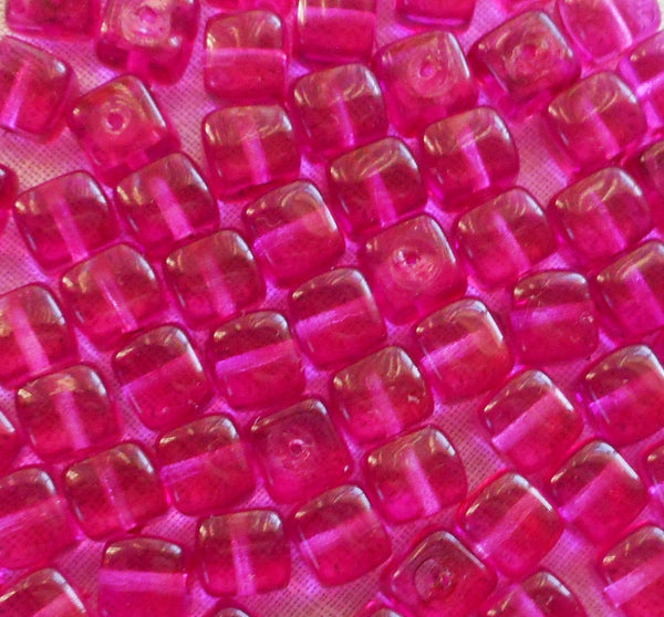 Lot of 25 Fuchsia Orchid Bright Pink Cube Beads, 5 x 7mm Czech glass beads, C9325