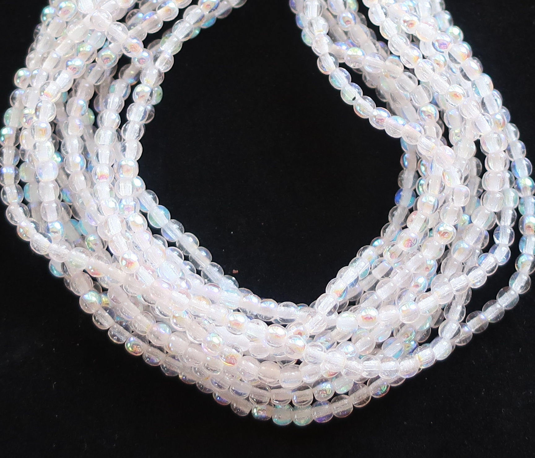 Lot of 100 3mm Rosaline light Pink AB glass Czech glass druks; pressed glass, smooth, round druk beads C6401 - Glorious Glass Beads