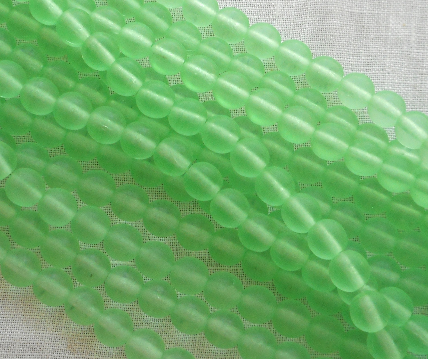 50 6mm Czech glass beads, Matte Peridot Light Mint Green smooth round druk beads C4550 - Glorious Glass Beads