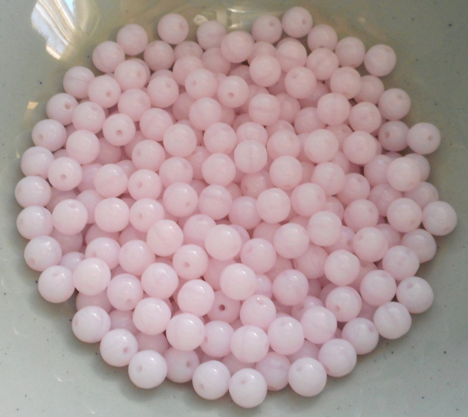 50 6mm Czech glass beads, Rose Alabaster Opaque Pink smooth round druk beads C0074