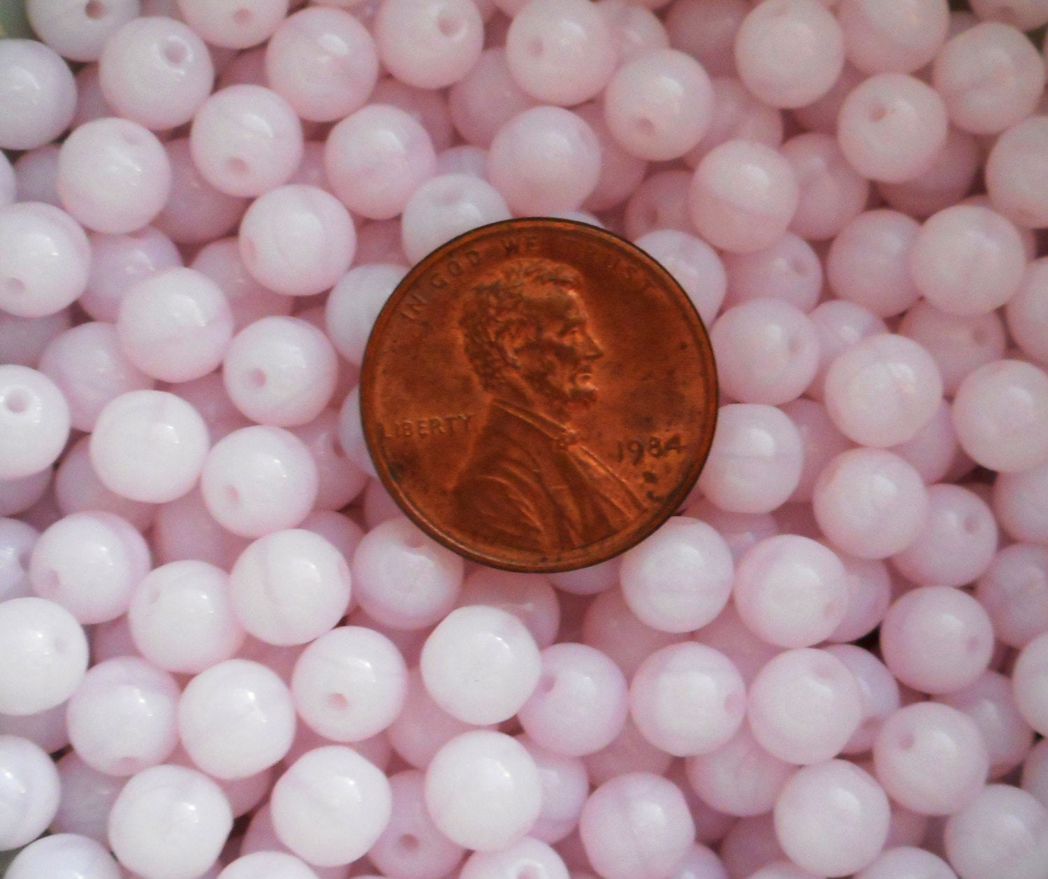 50 6mm Czech glass beads, Rose Alabaster Opaque Pink smooth round druk beads C0074