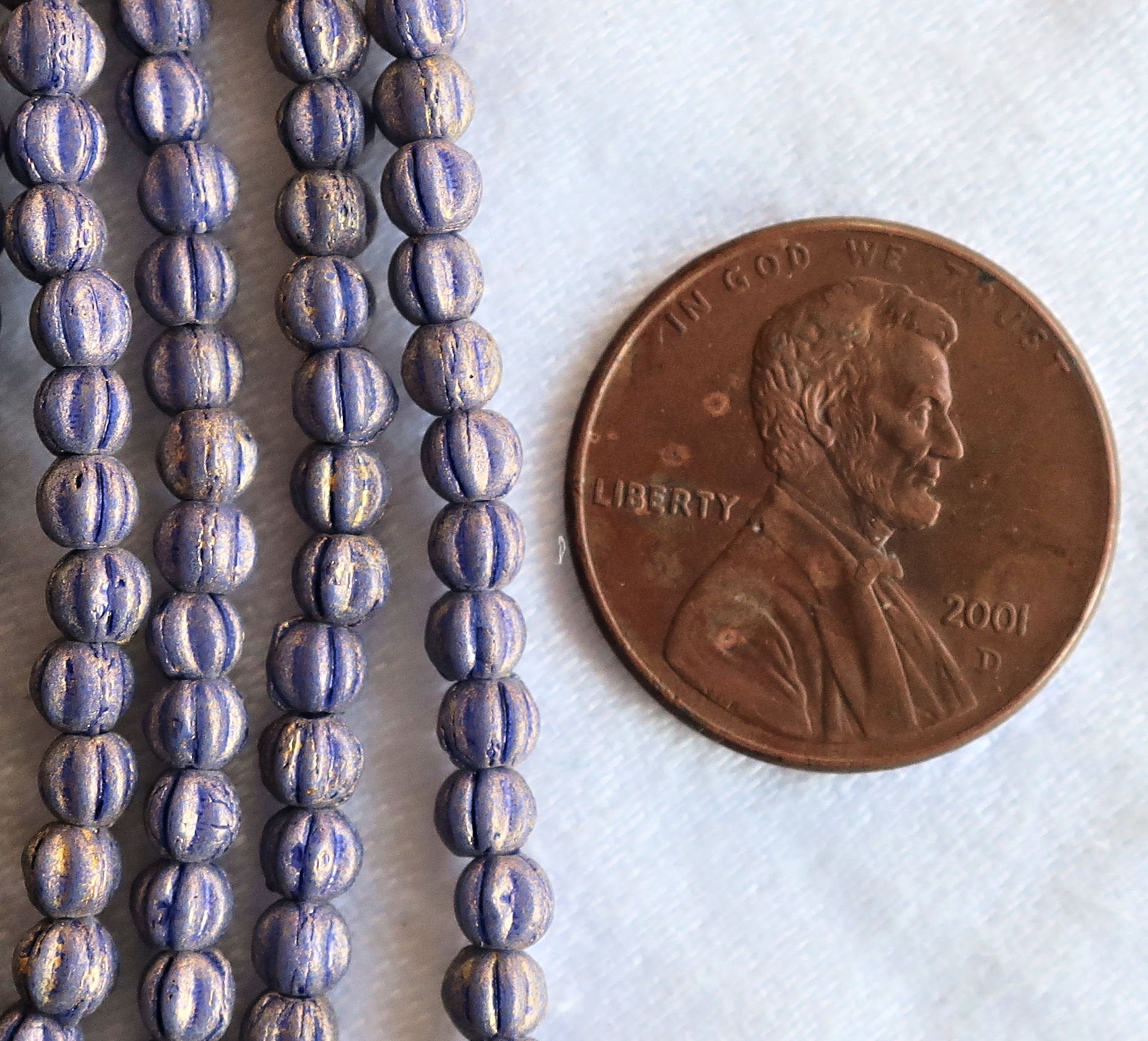 Lot of 100 3mm Czech glass melon beads - opaque Pacifica Elderbary - lilac - lavender - purple pressed glass beads - C05150 - Glorious Glass Beads