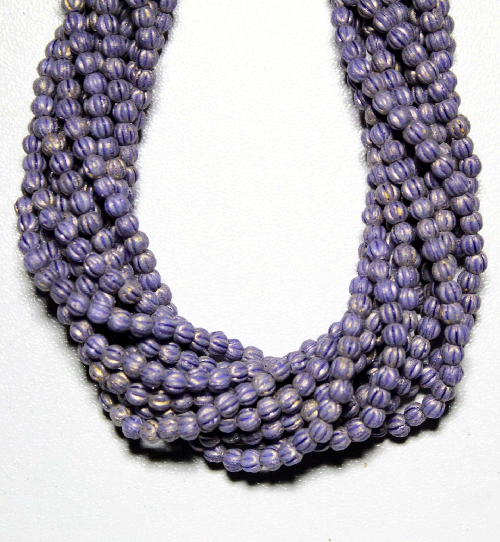 Lot of 100 3mm Amethyst Purple Pacificia Elderberry melon beads, pressed opaque purple glass Czech beads, C0361