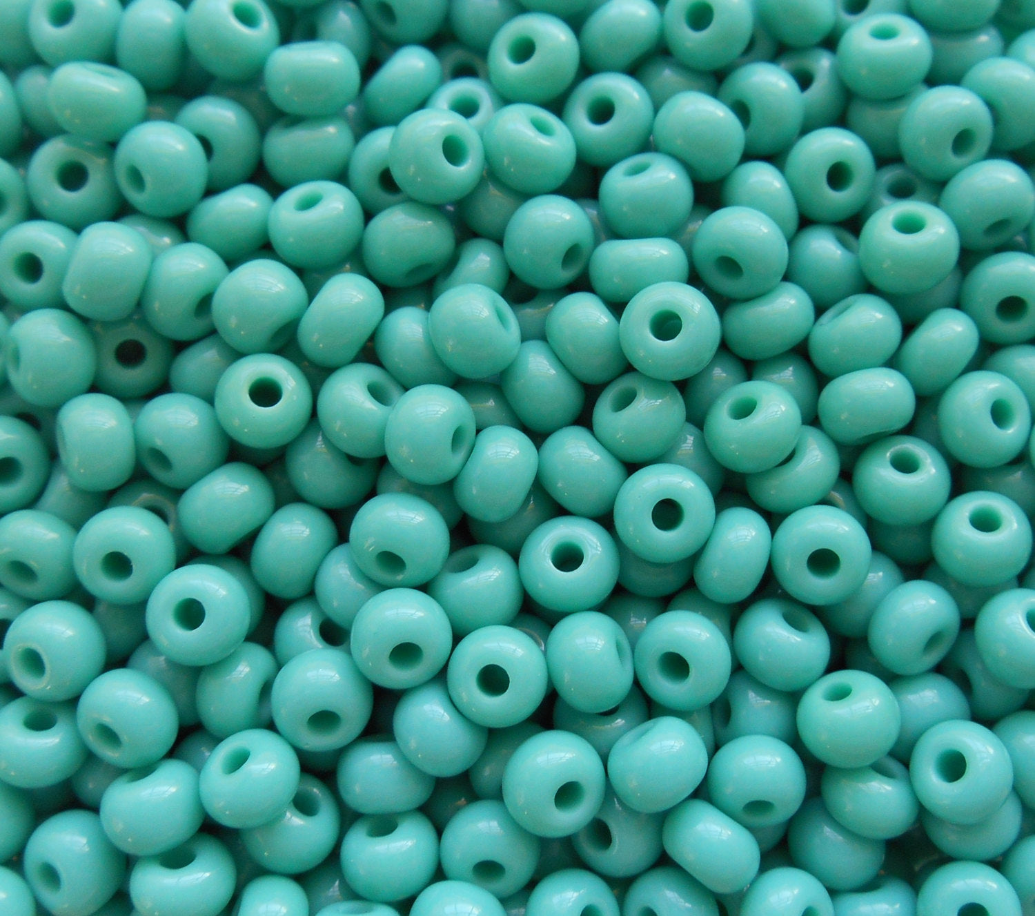 24 grams Opaque Turquoise blue green Czech 6/0 large glass seed beads, size 6 Preciosa Rocaille 4mm spacer beads, large, big hole C4524
