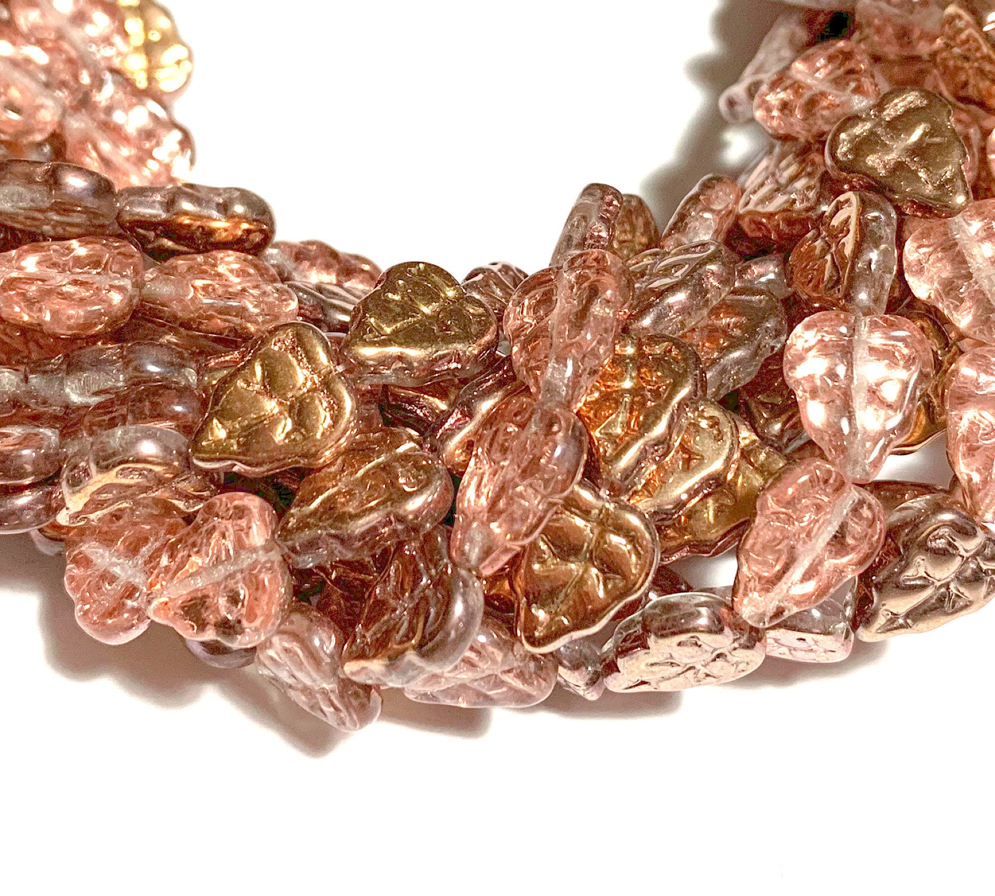 25 Czech glass leaf beads, Apollo gold, center drilled 10 x 8mm beads C0076