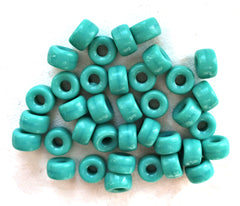 Ten 12mm Bright Opaque Turquoise Blue glass beads, large hole big hole crow  beads, Made in India, C3501