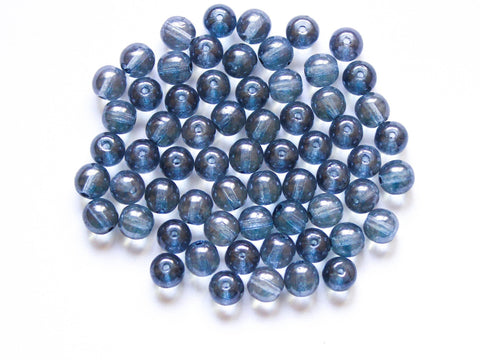 50 6mm Czech glass beads - lumi blue - smooth round druk beads C0074