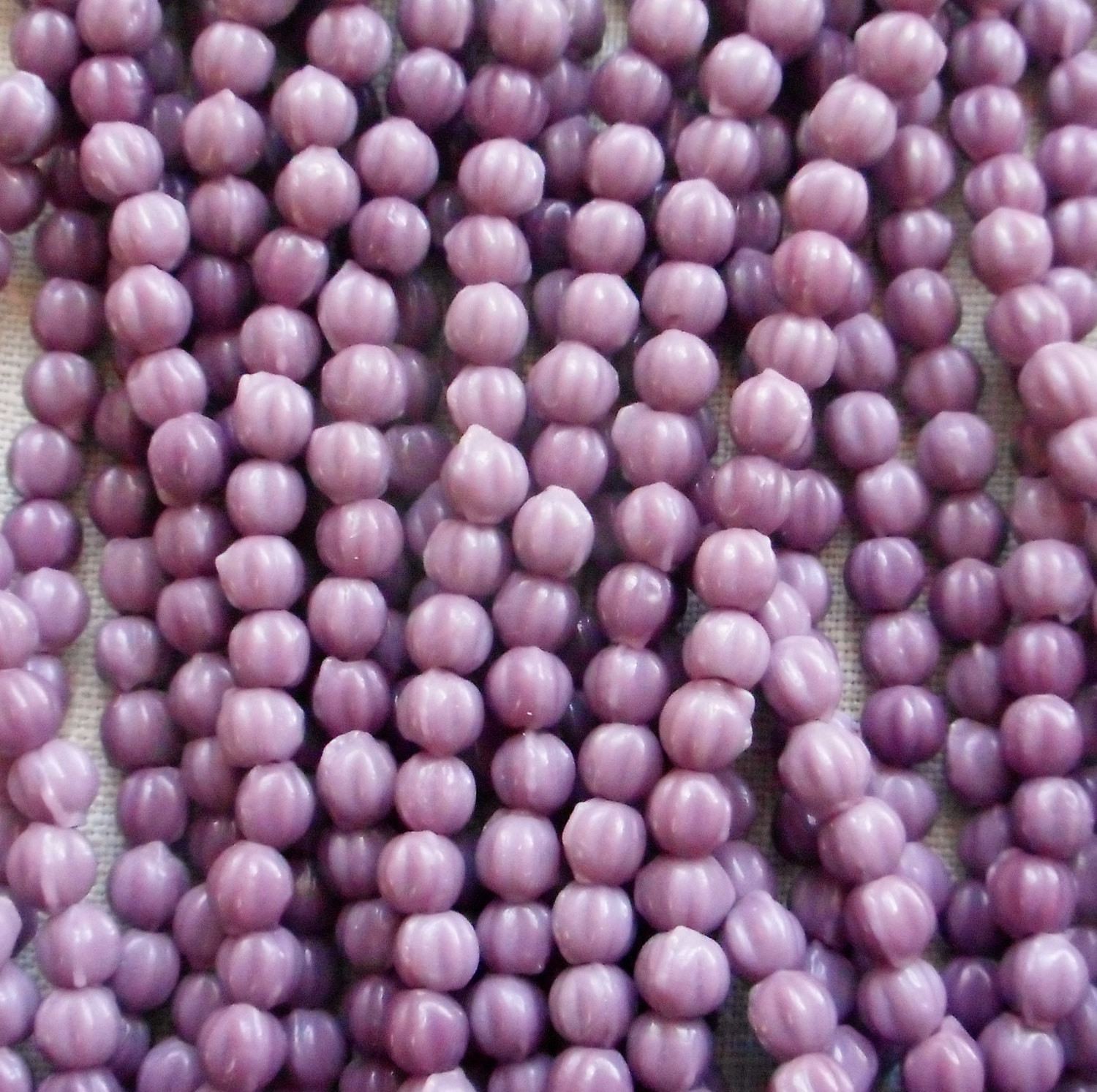 Lot of 100 3mm opaque purple melon beads, pressed milky amethyst Czech glass beads, C93150 - Glorious Glass Beads