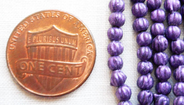 Lot of 100 3mm Purple Sueded, Suede Amethyst melon beads, Czech pressed glass beads C8550 - Glorious Glass Beads