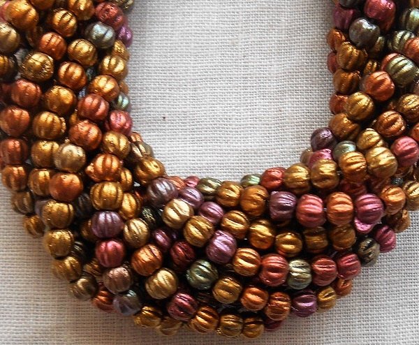 Lot of 100 3mm Matte Metallic Bronze Iris glass melon beads, Czech pressed glass beads C8550 - Glorious Glass Beads