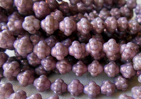 Lot of 25 Czech glass small 5mm x 6mm opaque lavender or purple luster saturn or saucer beads, spacer beads C7625 - Glorious Glass Beads