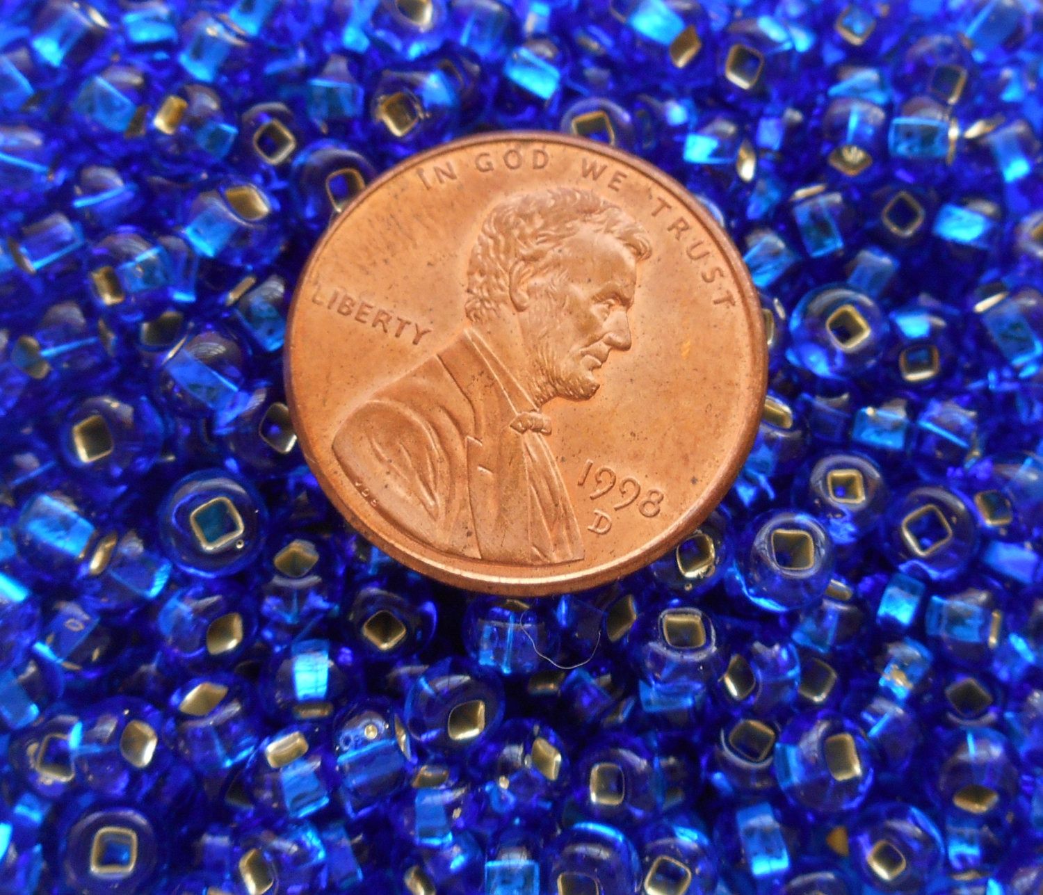 Pkg of 24 grams Capri Blue Silver Lined Czech 6/0 large glass seed beads, size 6 Preciosa Rocaille 4mm spacer beads, big hole, C1524 - Glorious Glass Beads