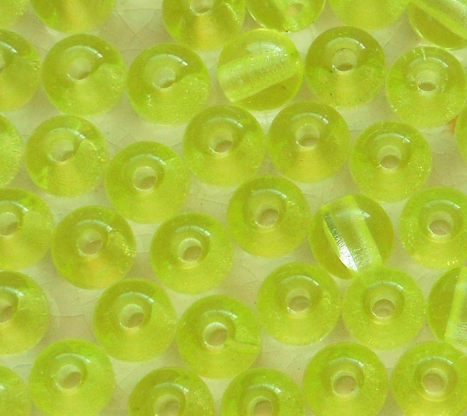 Lot of 25 8mm Czech glass big hole beads, Jonquil or yellow smooth round druk beads with 2mm holes C4401 - Glorious Glass Beads