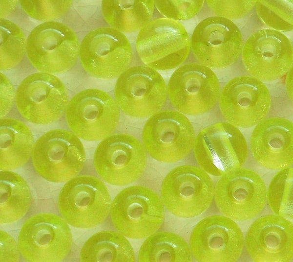Lot of 25 8mm Czech glass big hole beads, Jonquil or yellow smooth round druk beads with 2mm holes C4401
