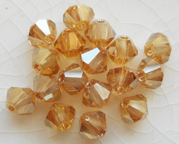 Lot of 24 4mm Golden Flare Gold Metallic Czech Preciosa Crystal bicone beads, faceted gold glass bicones C3501
