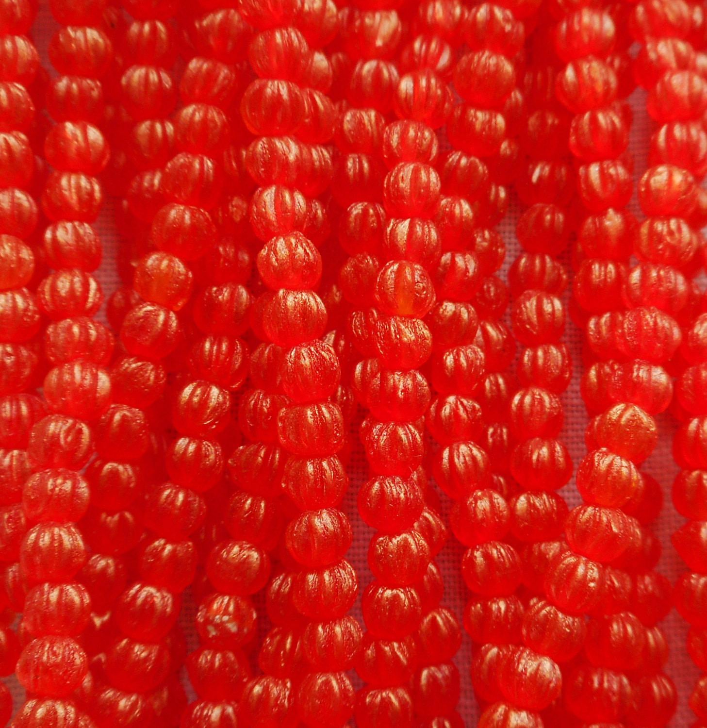 Lot of 100 3mm Sueded Gold Hyacinth Orange melon beads, Czech pressed glass beads C39410 - Glorious Glass Beads