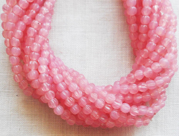 Lot of 100 3mm translucent Milky Pink Pink melon beads, pressed glass Czech beads, C74150