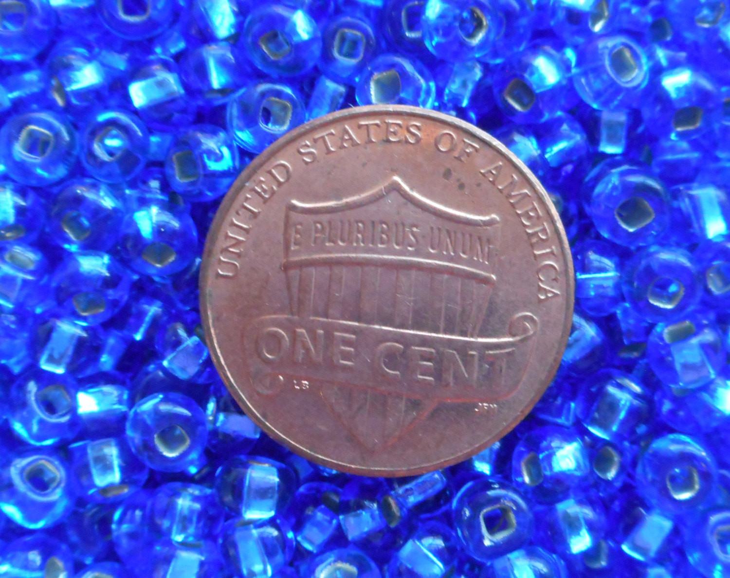 Pkg 24 grams Sapphire Blue silver lined Czech 6/0 large glass seed beads, size 6 Preciosa Rocaille 4mm spacer beads, large, big hole C1524 - Glorious Glass Beads