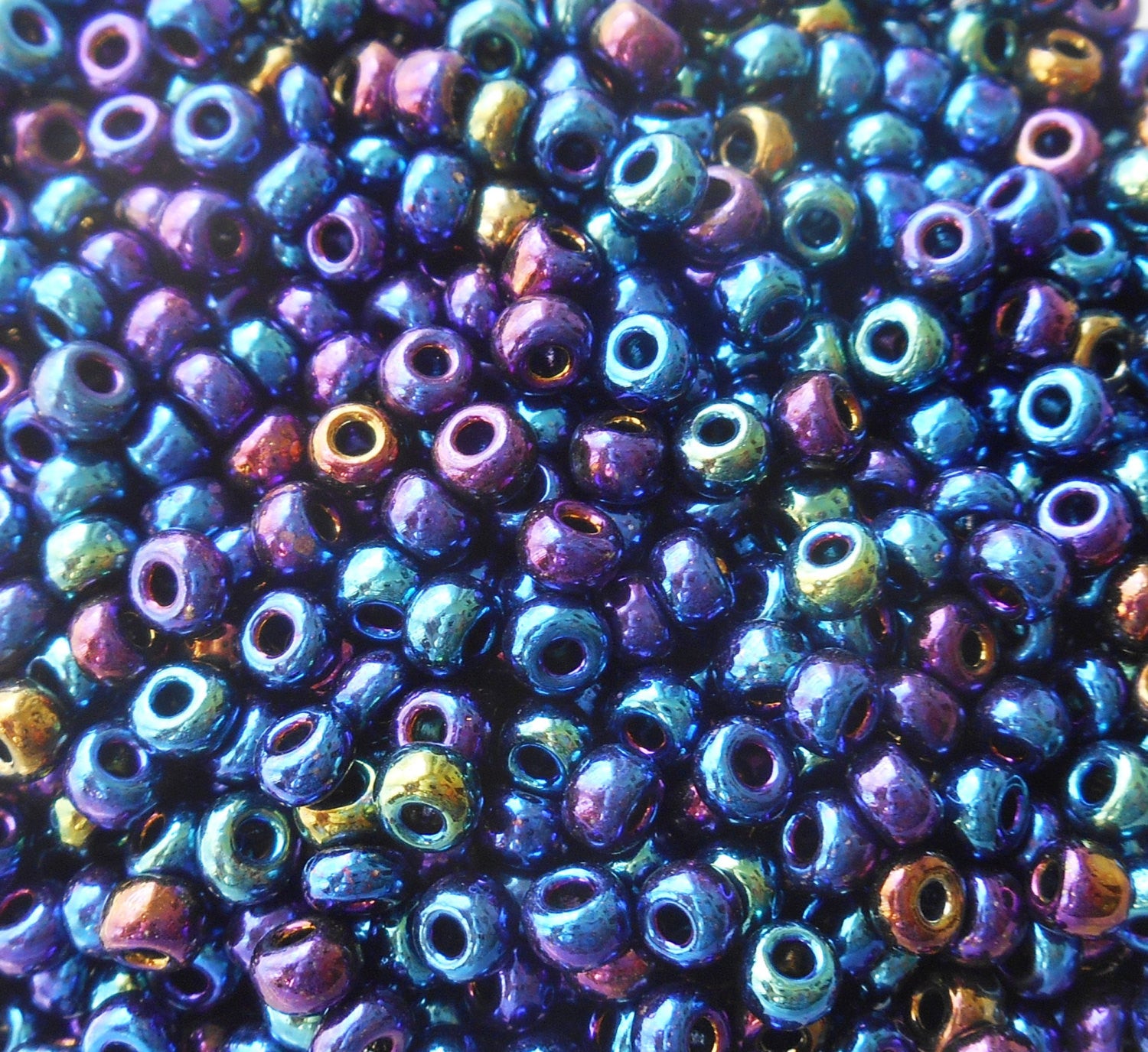 Pkg of 24 grams Blue Iris Czech 6/0 large glass seed beads, size 6 Preciosa Rocaille 4mm spacer beads, large, big hole C5524 - Glorious Glass Beads