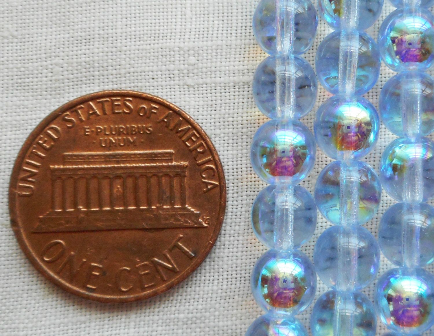 Lot of 50 6mm Czech glass druks, Light Sapphire Blue AB smooth round druk beads C5650 - Glorious Glass Beads