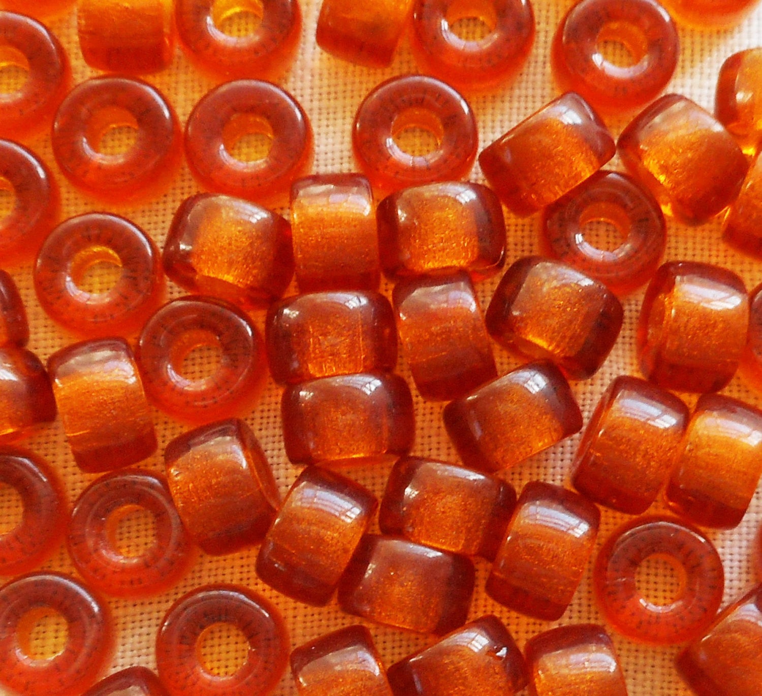 lot of 50 6mm Czech Madera Topaz glass pony roller beads, large hole crow beads, C5350 - Glorious Glass Beads