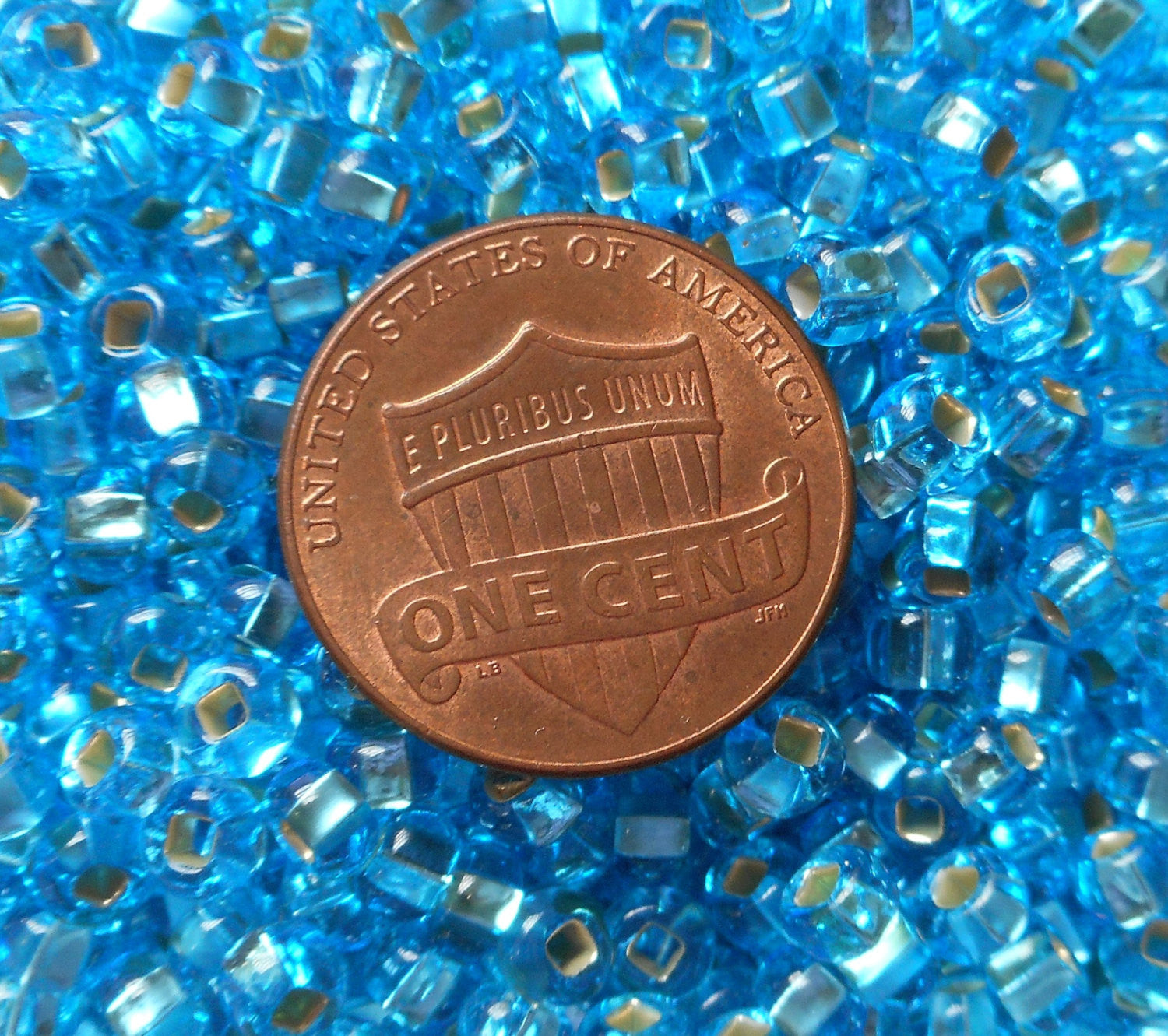 Lot of 24 grams Aqua Blue silver lined Czech 6/0 large glass seed beads, size 6 Preciosa Rocaille 4mm spacer beads, large, big hole C9524 - Glorious Glass Beads