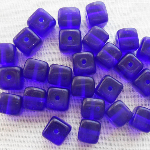 Lot of 25 Cobalt Blue Cube Beads, 5 x 7mm Czech glass beads, C0025