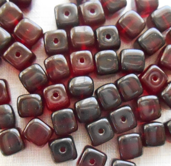 Lot of 25 Dark Garnet Red Cube Beads, 5 x 7mm Czech glass beads, C6125