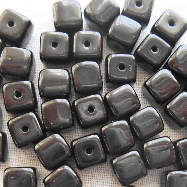 Lot of 25 Opaque Jet Black Cube Beads, 5 x 7mm Czech glass beads, C8125