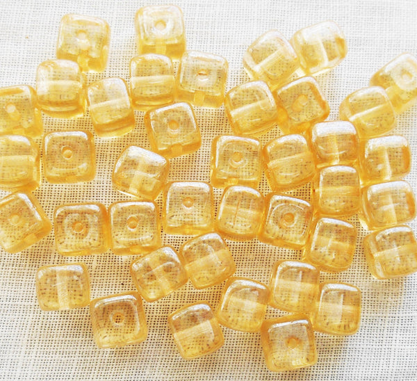 Lot of 25 Crystal Champagne Cube Beads, 5 x 7mm Czech glass beads, C6225 - Glorious Glass Beads