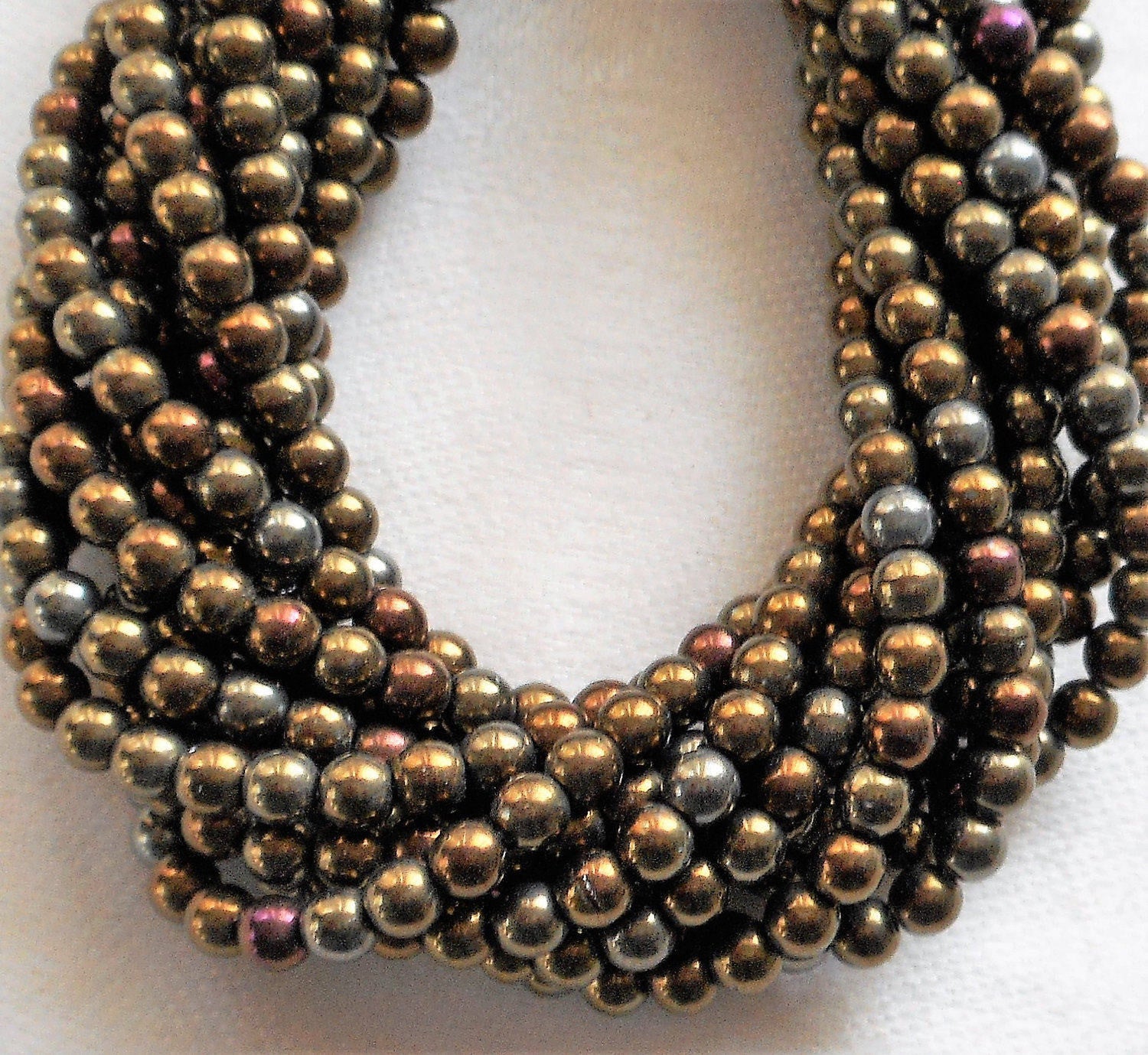 Lot of 100 4mm Brown Iris Ruby Czech glass druk beads, Opaque brown iris smooth round druks, C5601 - Glorious Glass Beads