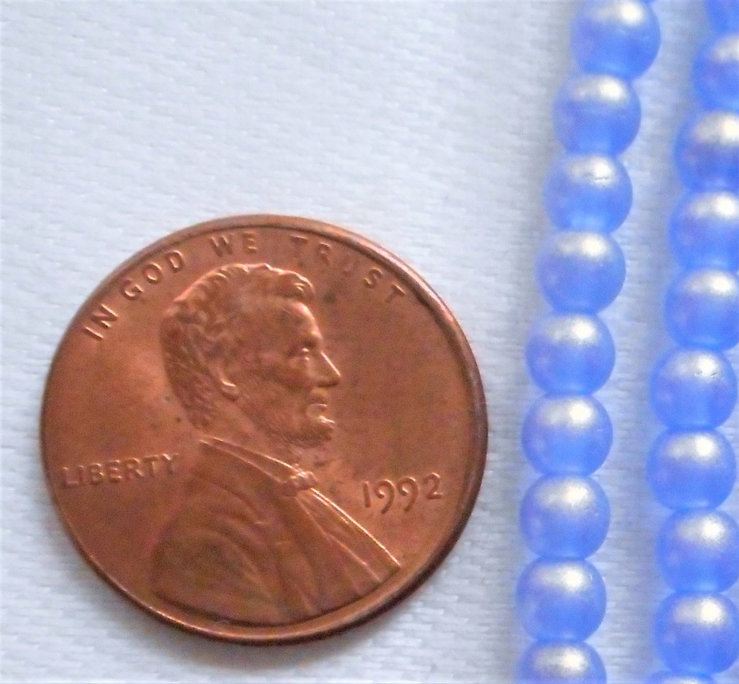 Lot of 100 4mm Sueded Gold Sapphire Blue Czech glass druk beads, golden blue suede smooth round druks, C3601 - Glorious Glass Beads