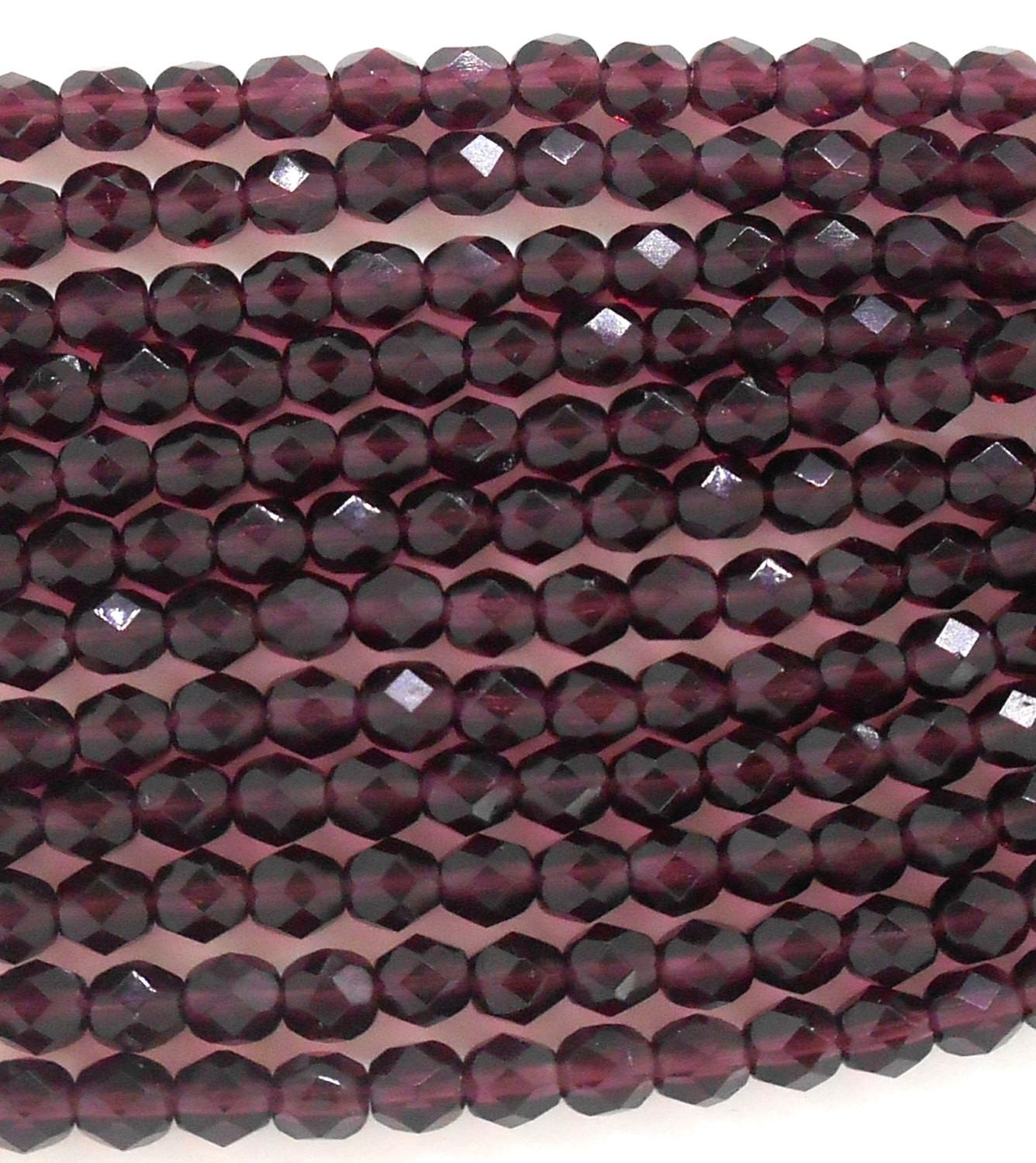 Lot of 25 6mm Czech glass amethyst purple firepolished faceted round beads, C2625 to 11/03/15, C3425 - Glorious Glass Beads