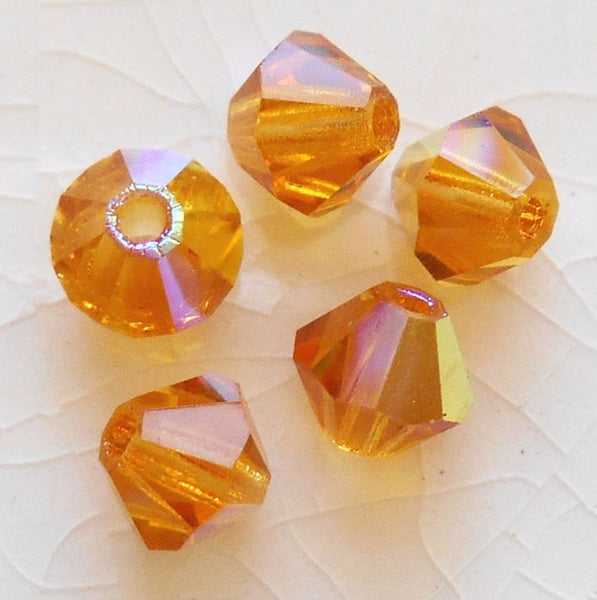 Lot of 20 4mm Czech Preciosa Crystal Topaz AB glass faceted bicone beads, C4520