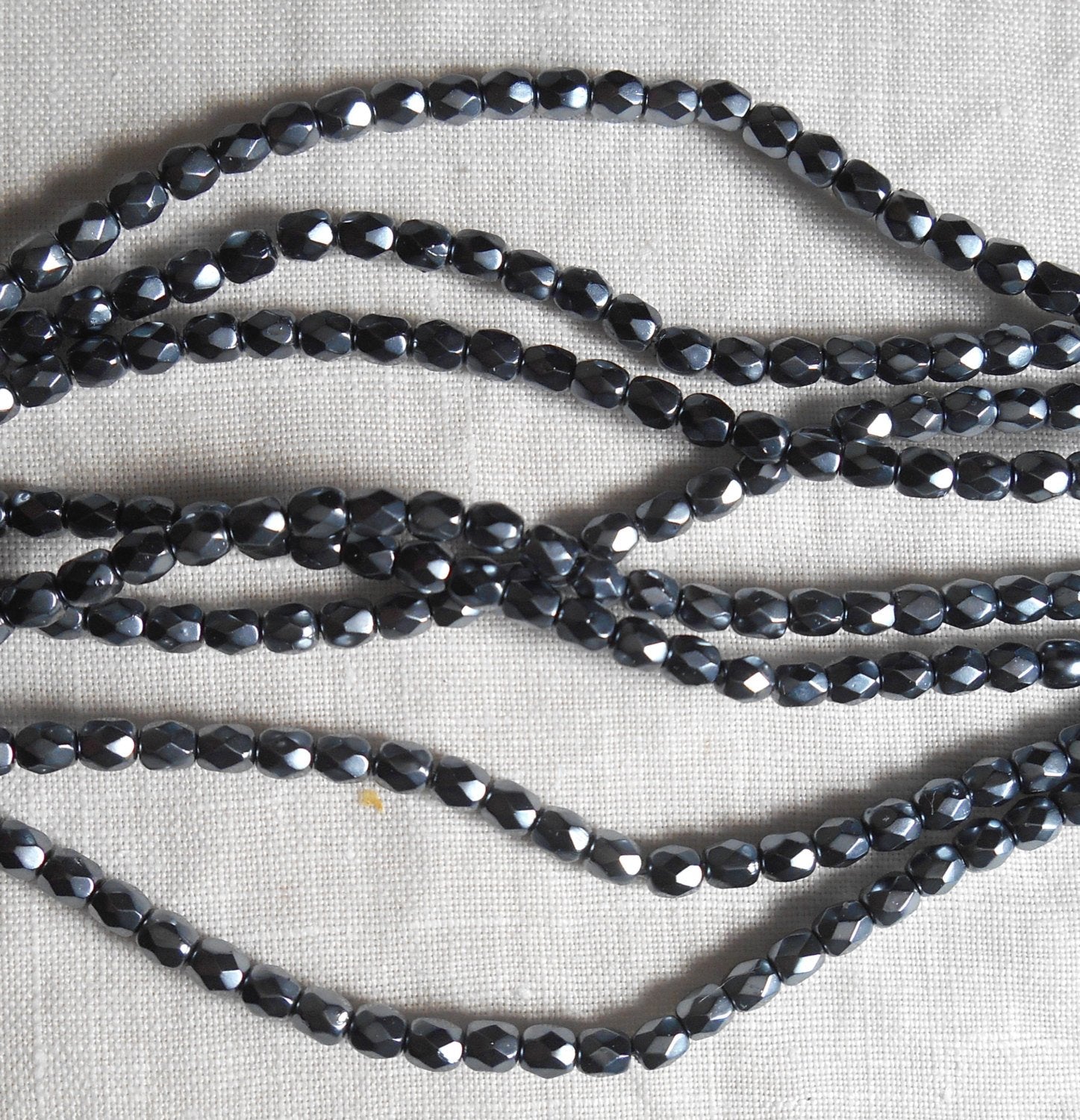 50 3mm Czech glass Hematite, Gray Silver beads, firepolished faceted round glass beads C2750 - Glorious Glass Beads