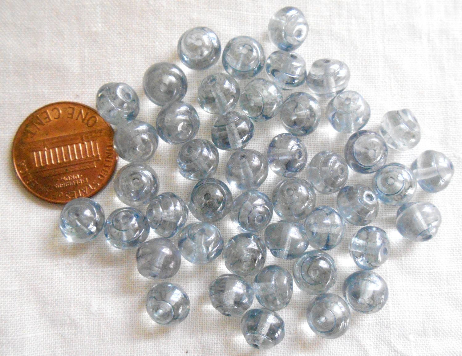 Lot of 25 8mm Czech Baroque Lumi Blue iridescent glass snail beads, C5425 - Glorious Glass Beads